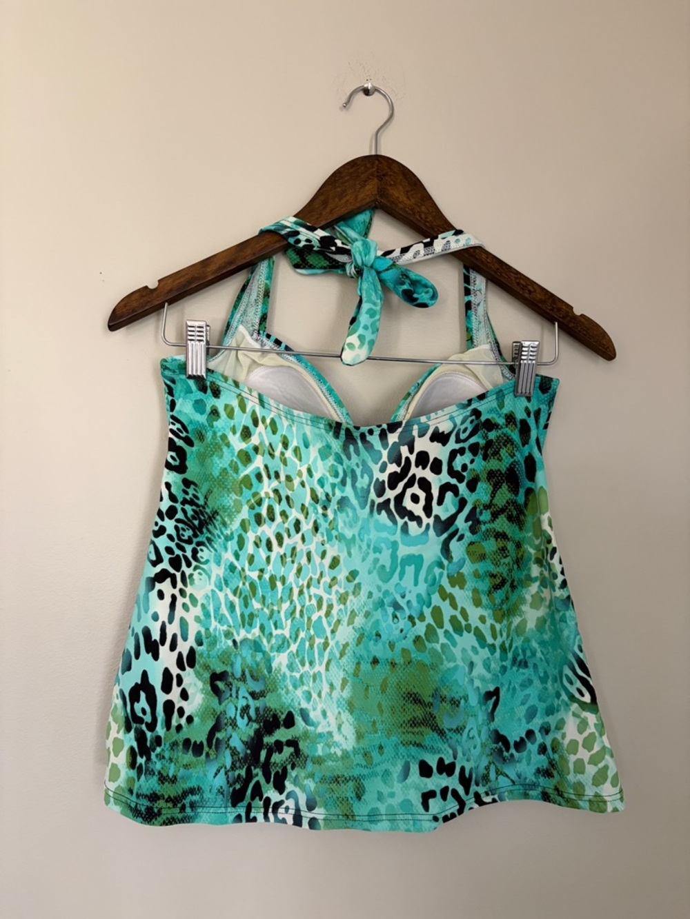 Y2K Christina turquoise blue animal print tankini halter top | euro summer top - Picture 6 of 8